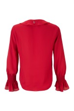 Blouse with ruffles and elasticated cuffs