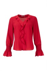 Blouse with ruffles and elasticated cuffs