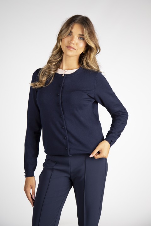 Cardigan with covered buttons