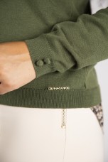 Cardigan with covered buttons