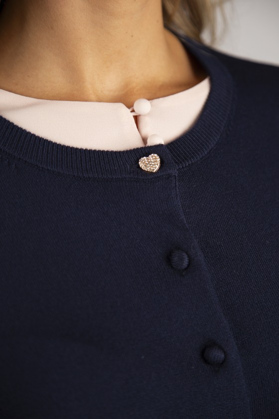 Cardigan with covered buttons