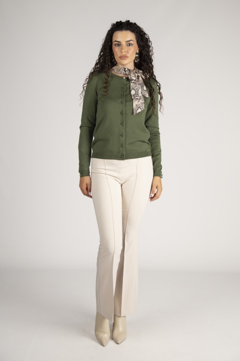 Cardigan with covered buttons