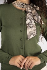 Cardigan with covered buttons