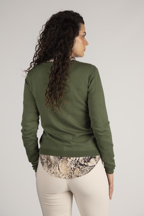 Cardigan with covered buttons