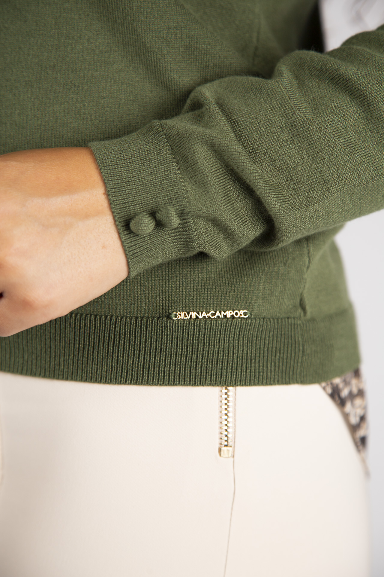 Casaco de malha botões forrados