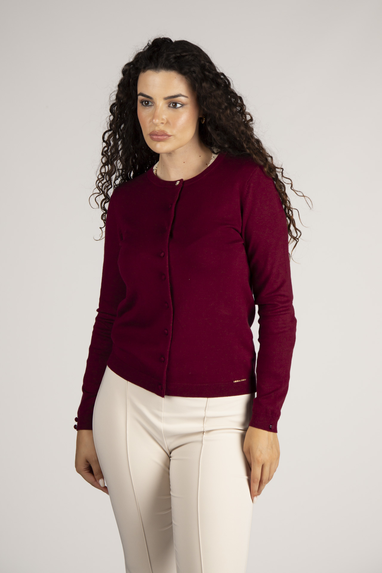 Casaco de malha botões forrados