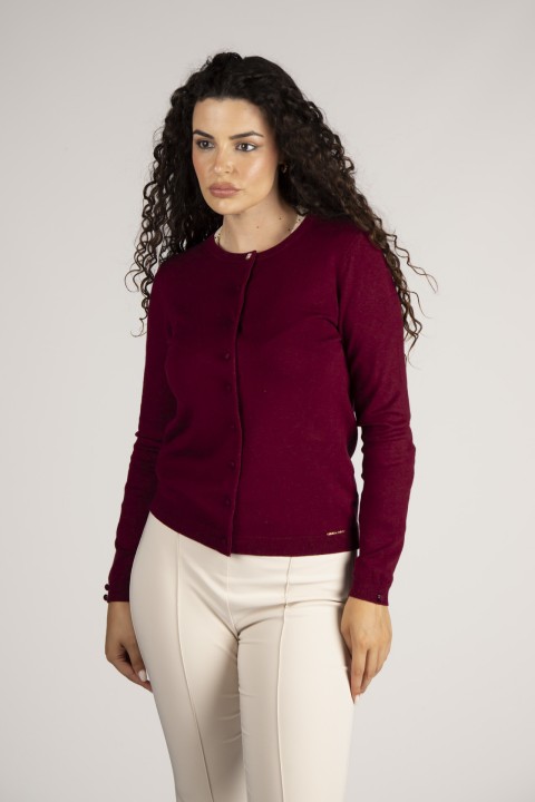 Cardigan with covered buttons