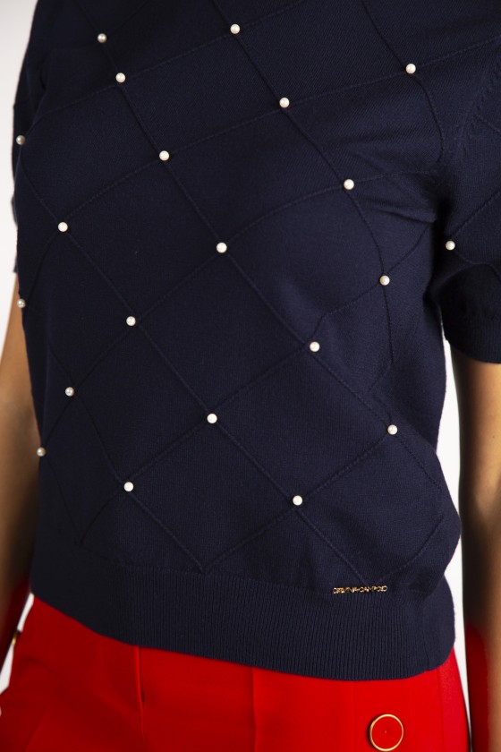 Jersey de punto con perlas