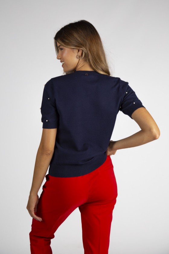 Jersey de punto con perlas