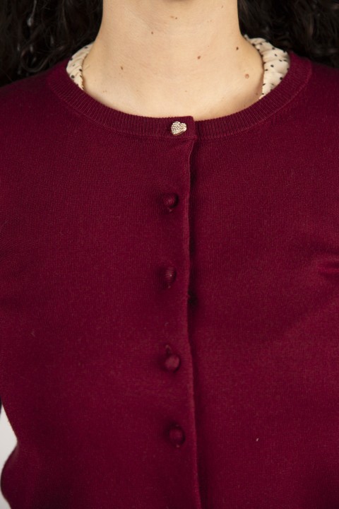 Cardigan with covered buttons