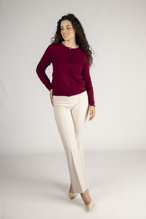 Cardigan with covered buttons