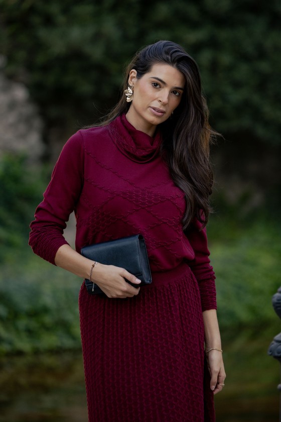 High neck knitted jumper