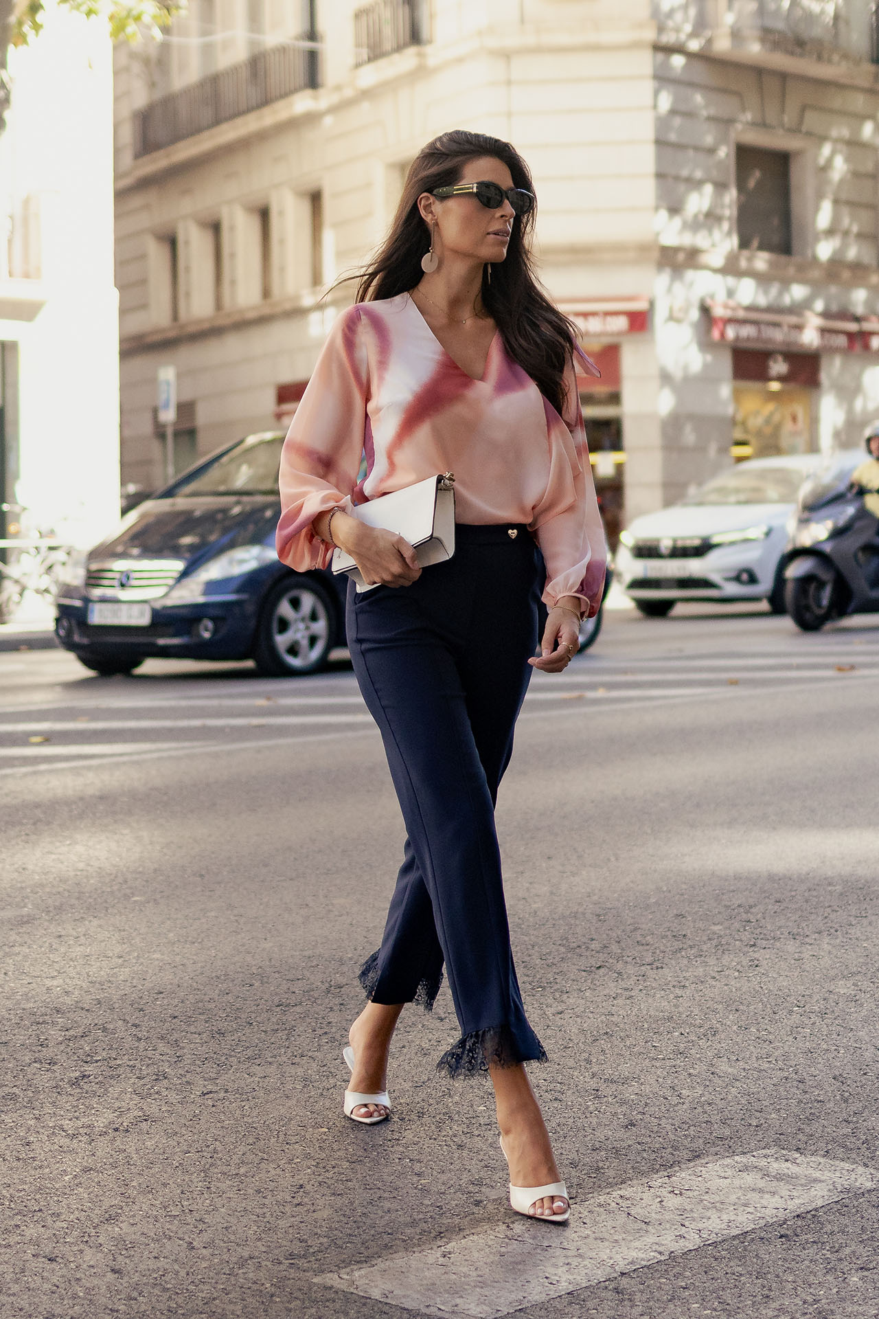 Trousers with lace detail