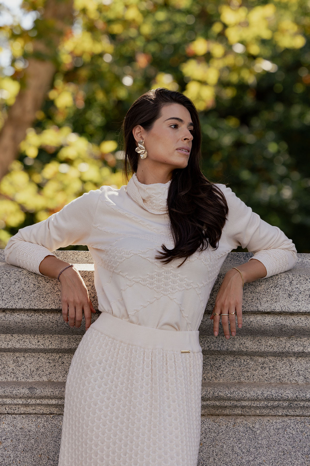 Camisola de malha de gola alta