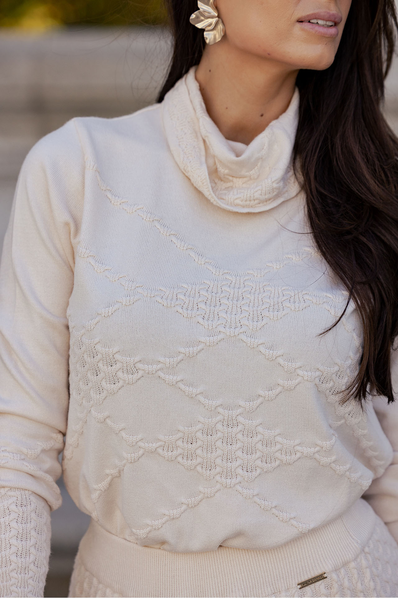 Camisola de malha de gola alta