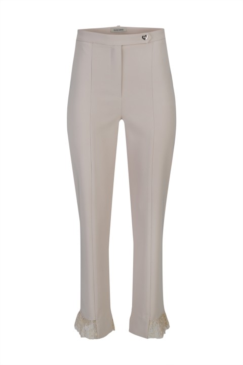 Trousers with lace detail