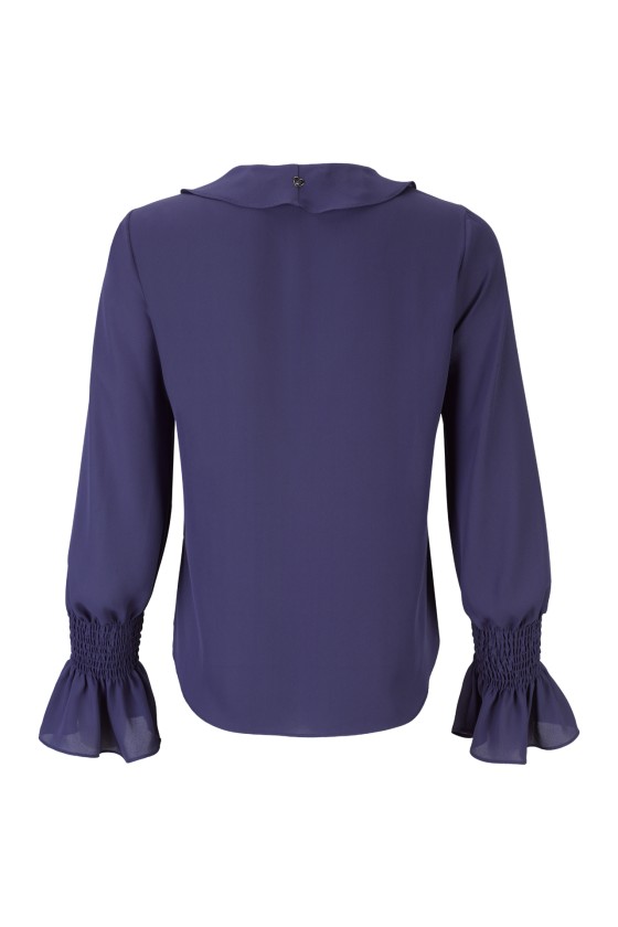 Blouse with ruffles and elasticated cuffs