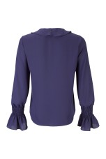 Blouse with ruffles and elasticated cuffs