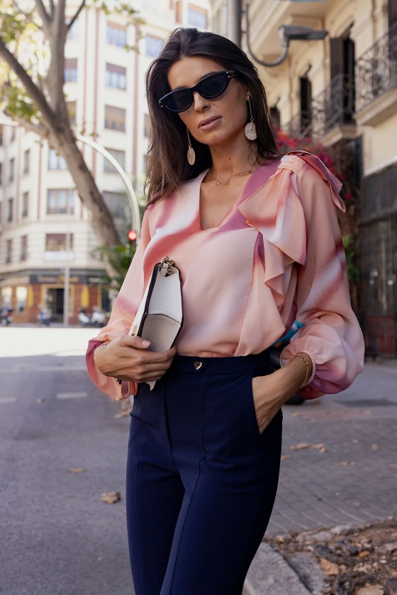 Blouse with shoulder bow