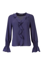 Blouse with ruffles and elasticated cuffs
