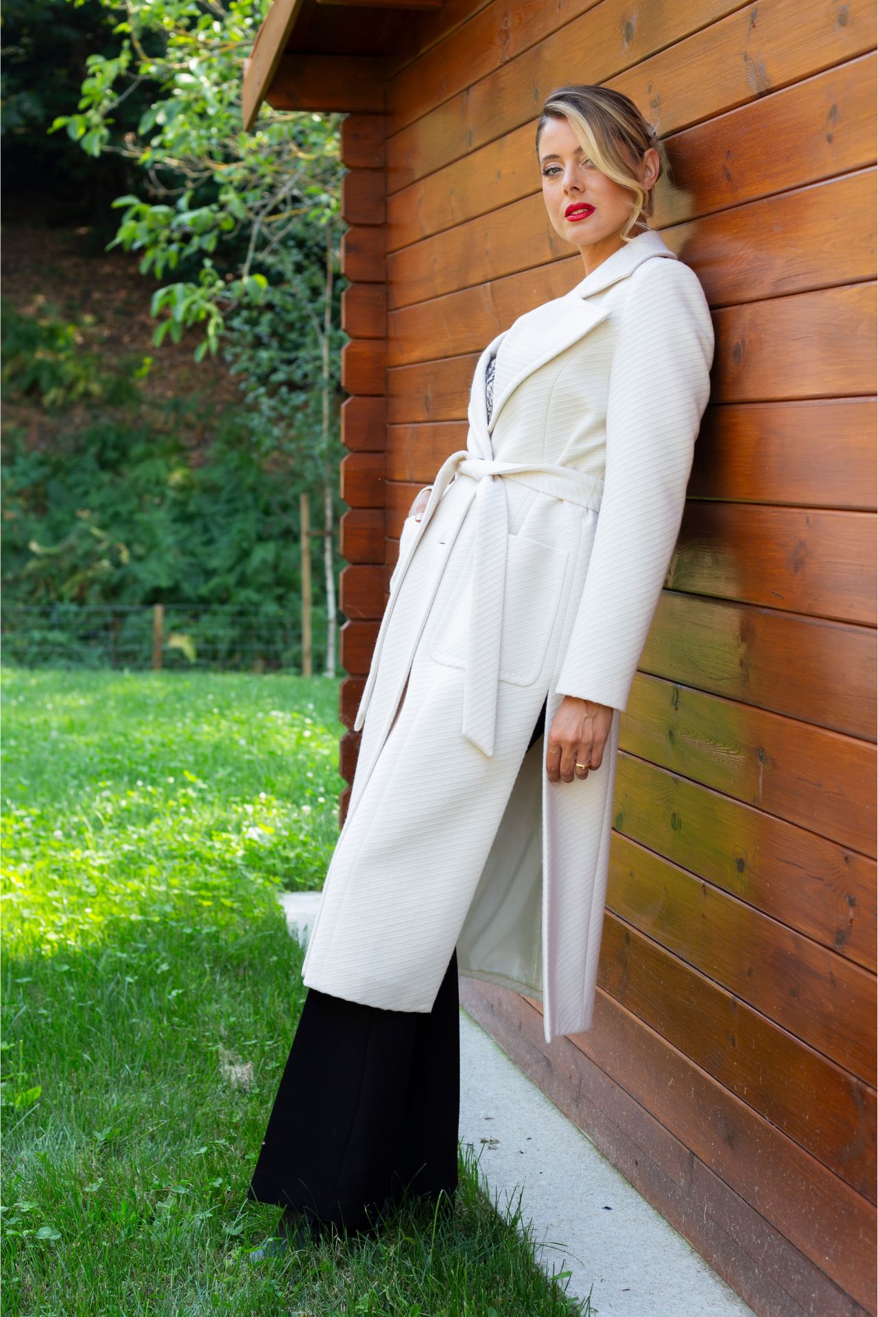 Long coat with belt