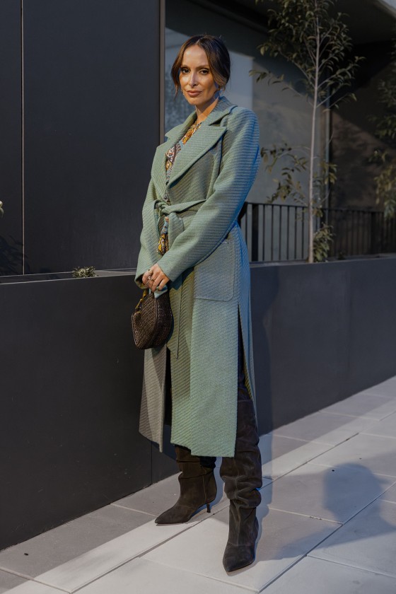 Long coat with belt