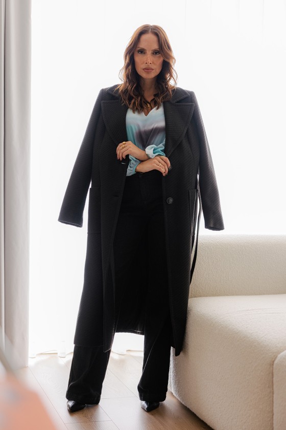 Long coat with belt