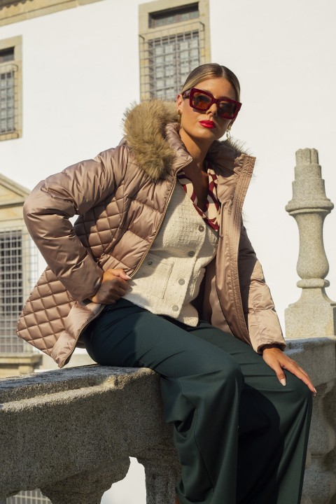 Quilted jacket with hood Quilted jacket with hood