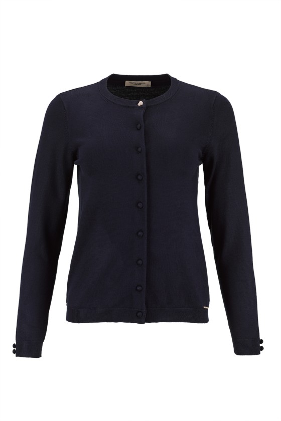 Cardigan with covered buttons