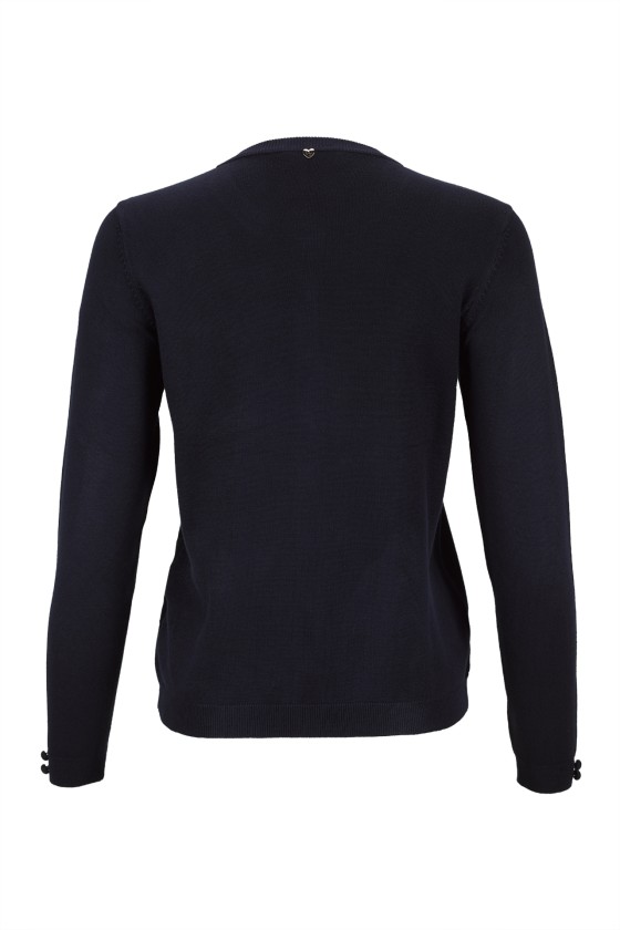 Cardigan with covered buttons