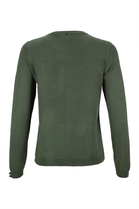 Cardigan with covered buttons