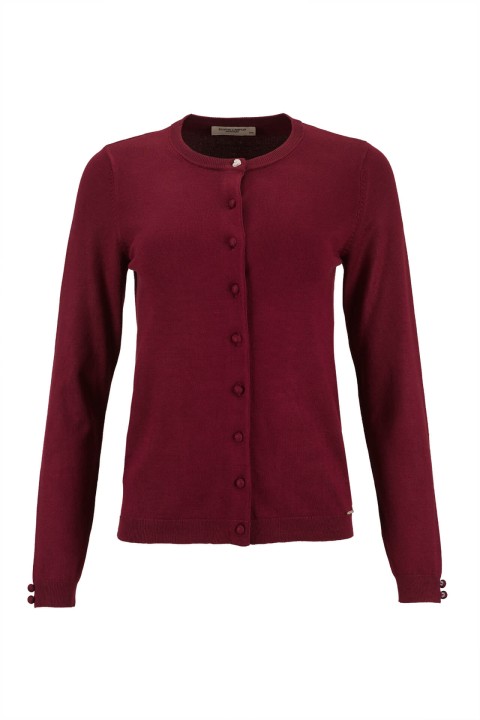 Cardigan with covered buttons