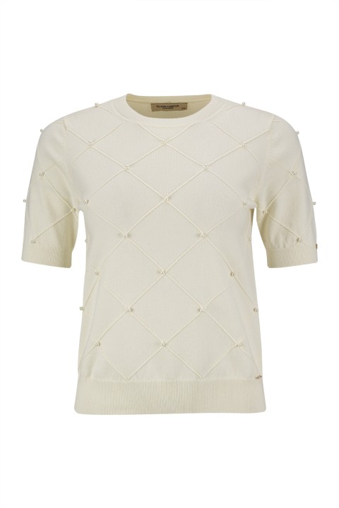 Knitted jumper with pearls