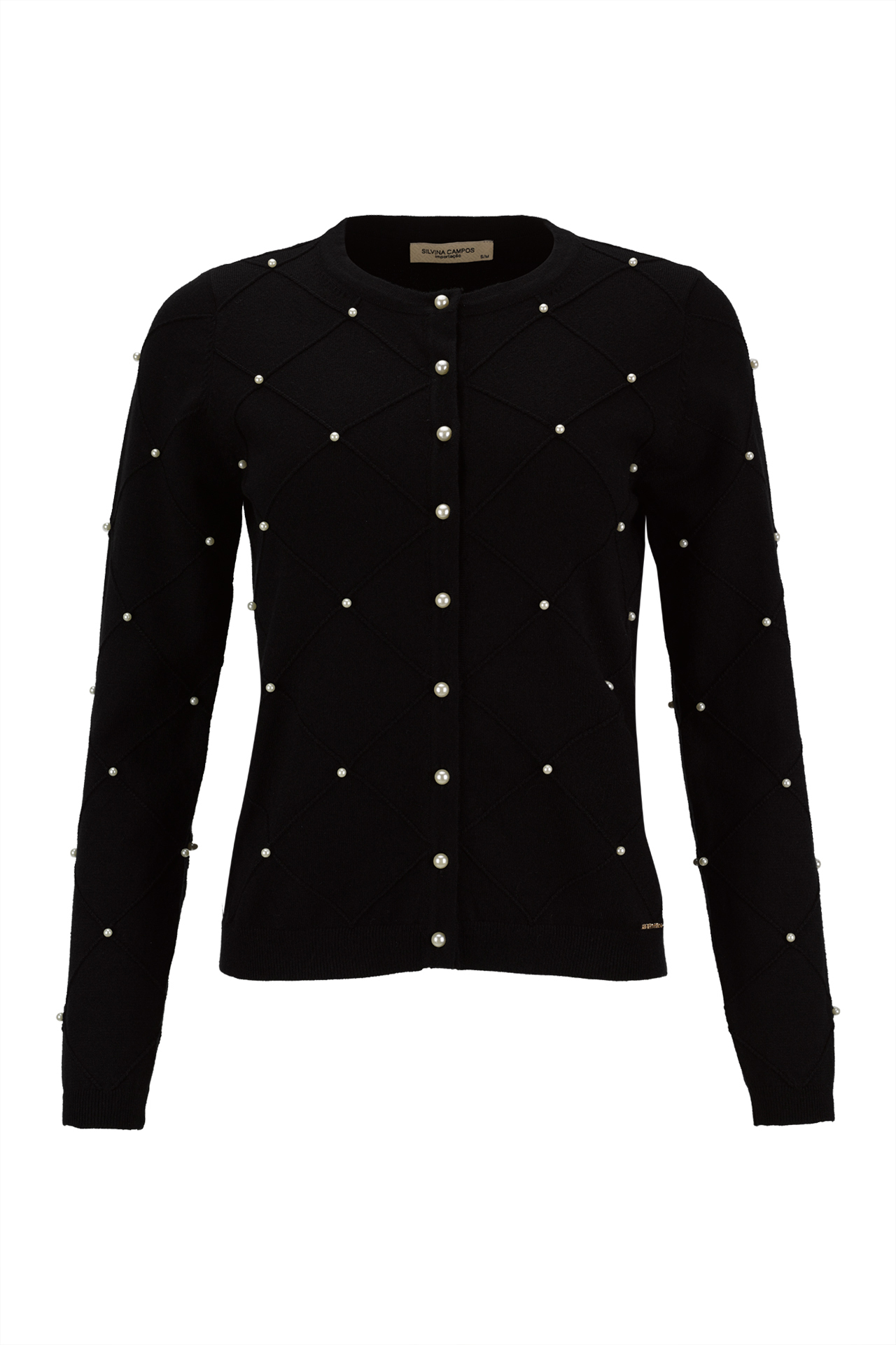 Casaco de malha perolas