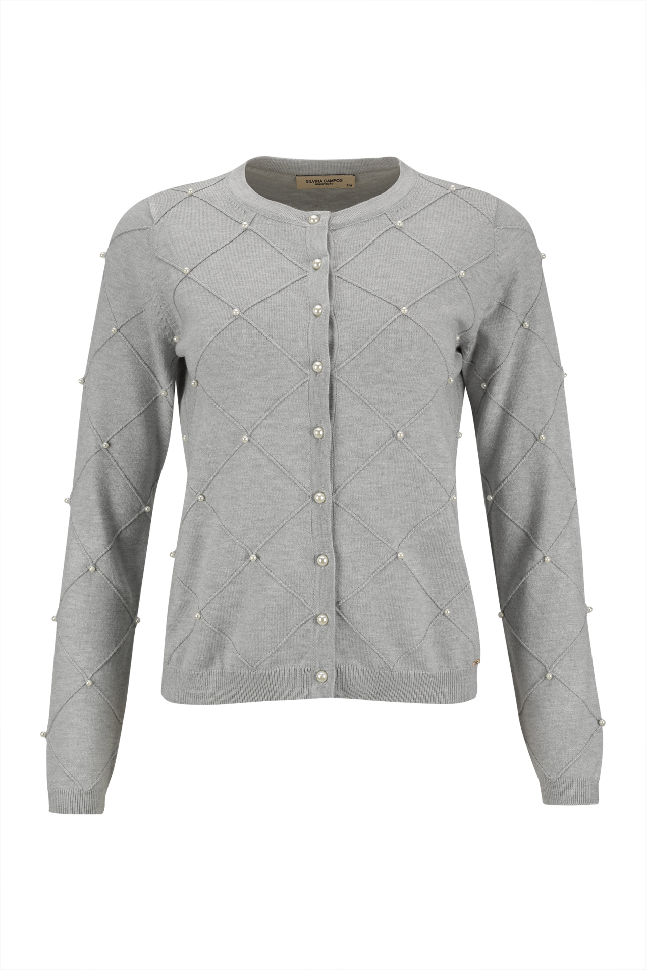 Casaco de malha perolas