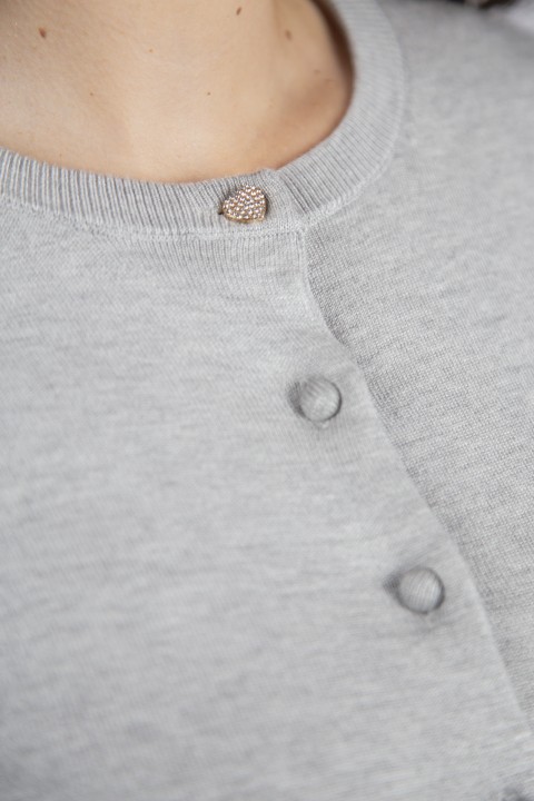Cardigan with covered buttons