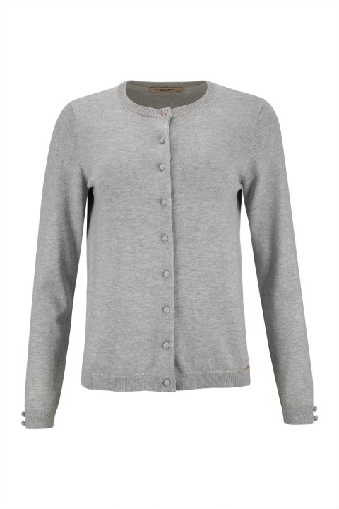 Cardigan with covered buttons