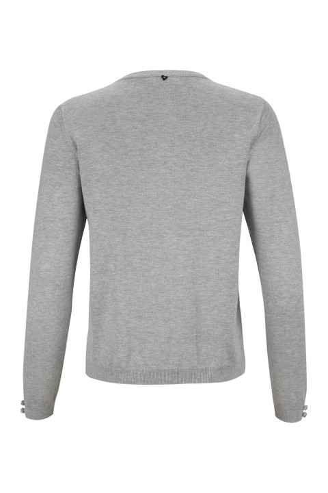 Cardigan with covered buttons