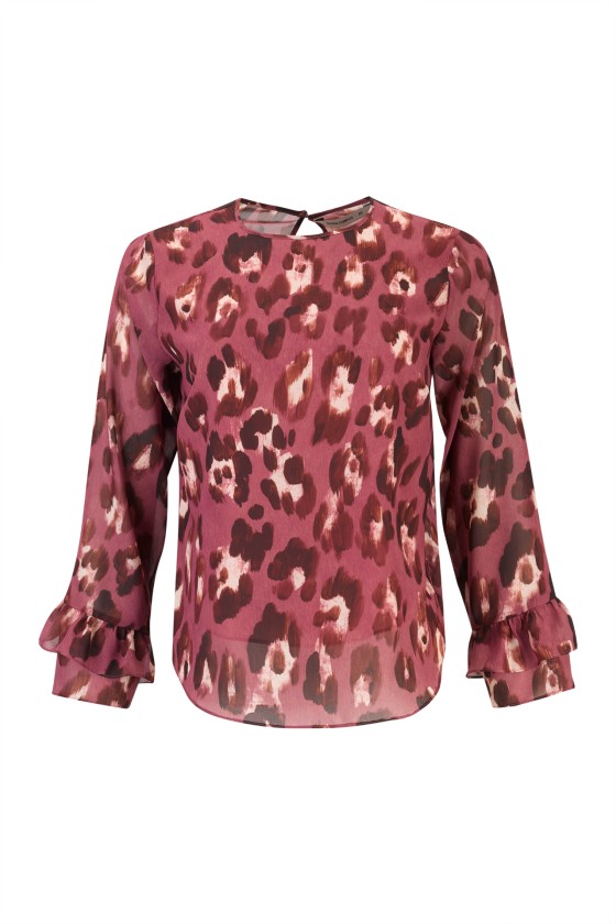 Blouse with ruffled sleeves