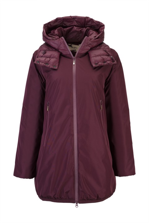 Burgundy parka with hood