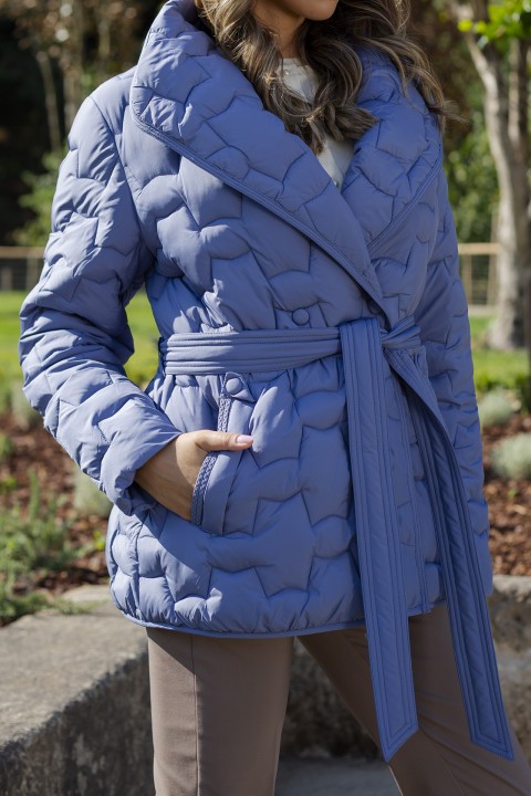 Quilted parka with belt