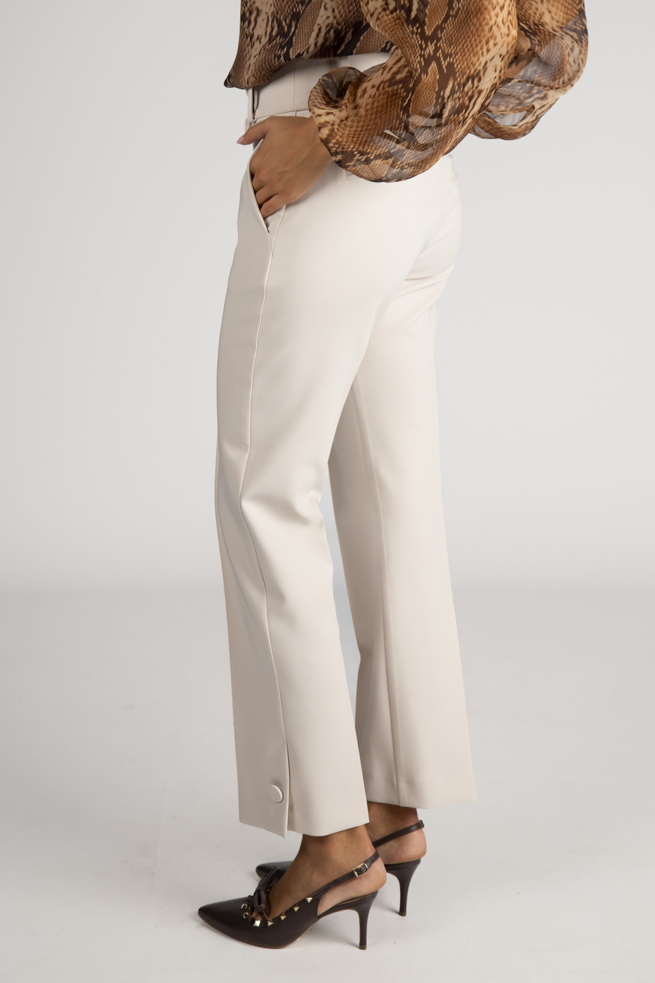 Asymmetrical waistband trousers