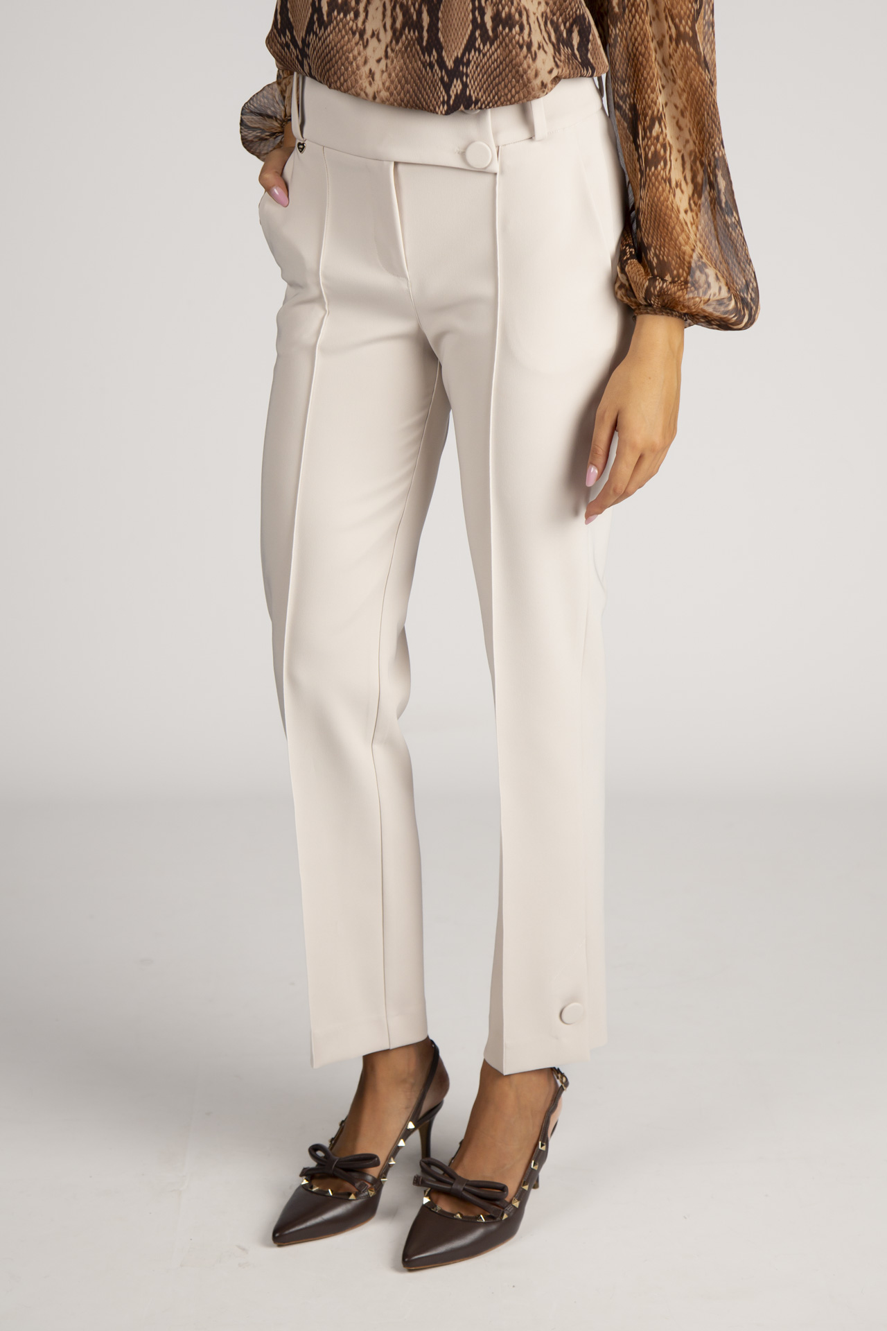 Asymmetrical waistband trousers