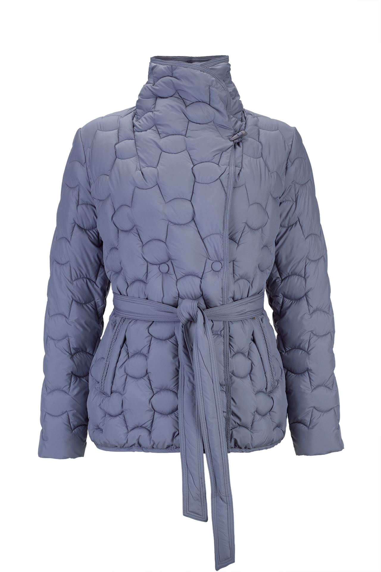 Quilted parka with belt