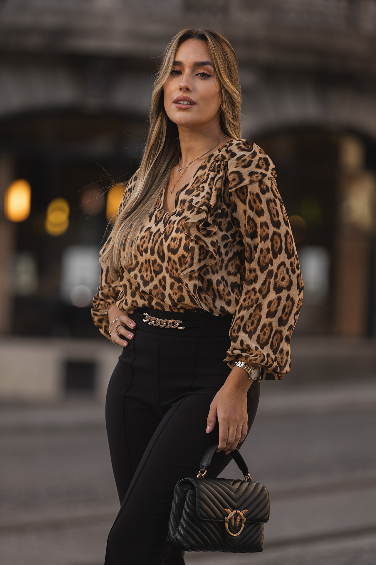 Blouse with shoulder bow