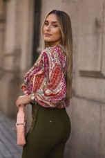 Blouse with front ruffles