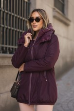 Burgundy parka with hood