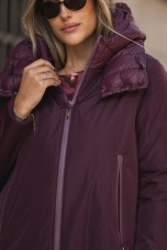 Burgundy parka with hood