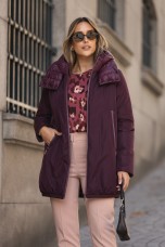 Burgundy parka with hood