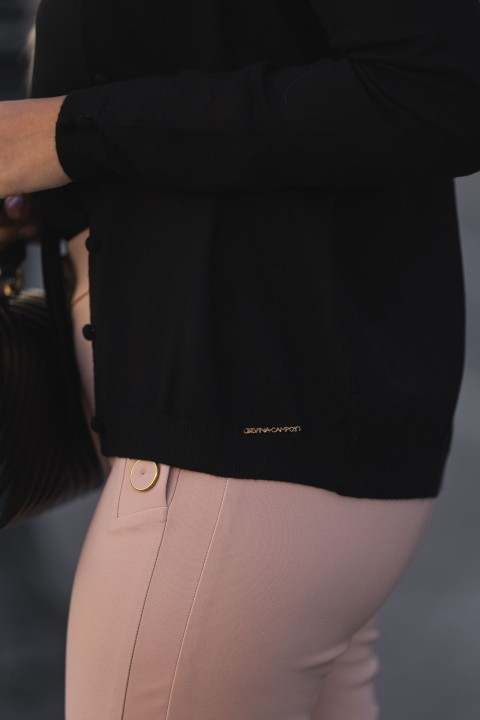 Cardigan with covered buttons